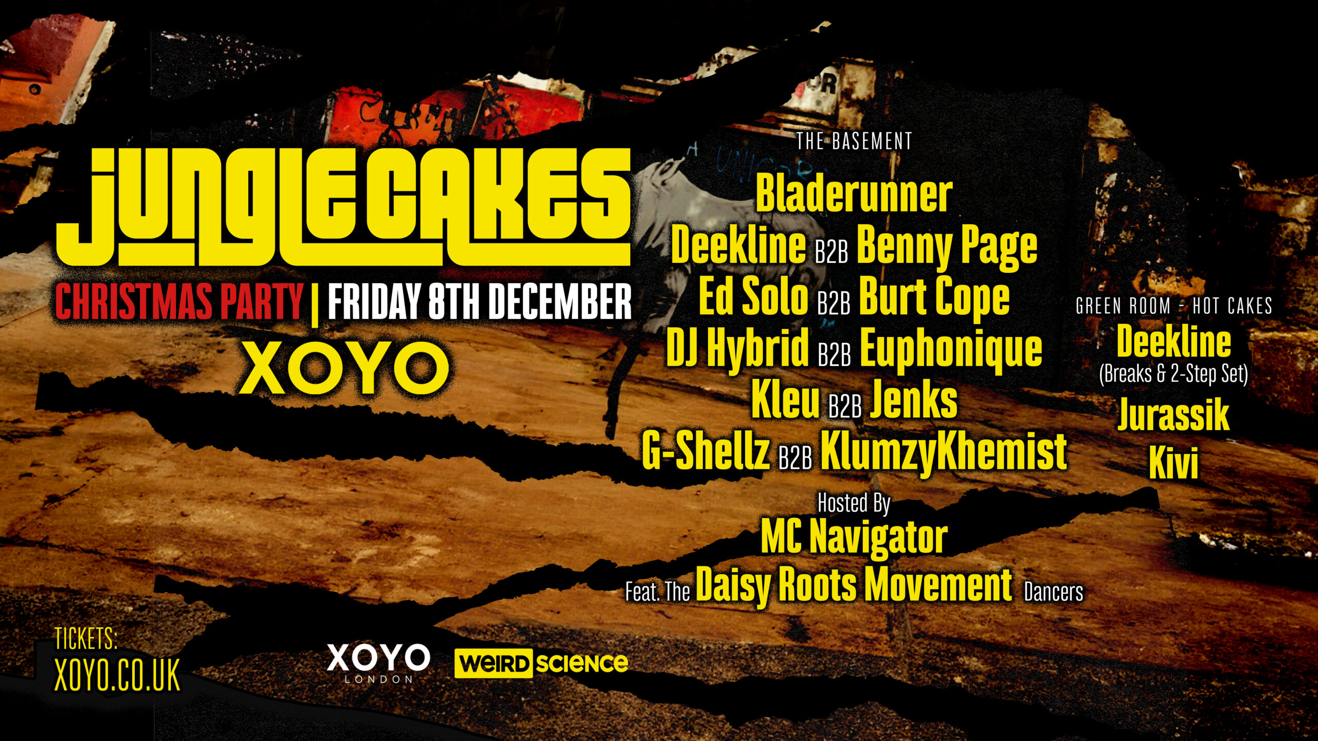 Jungle Cakes Christmas Party at XOYO London on Friday 8th December 2023.