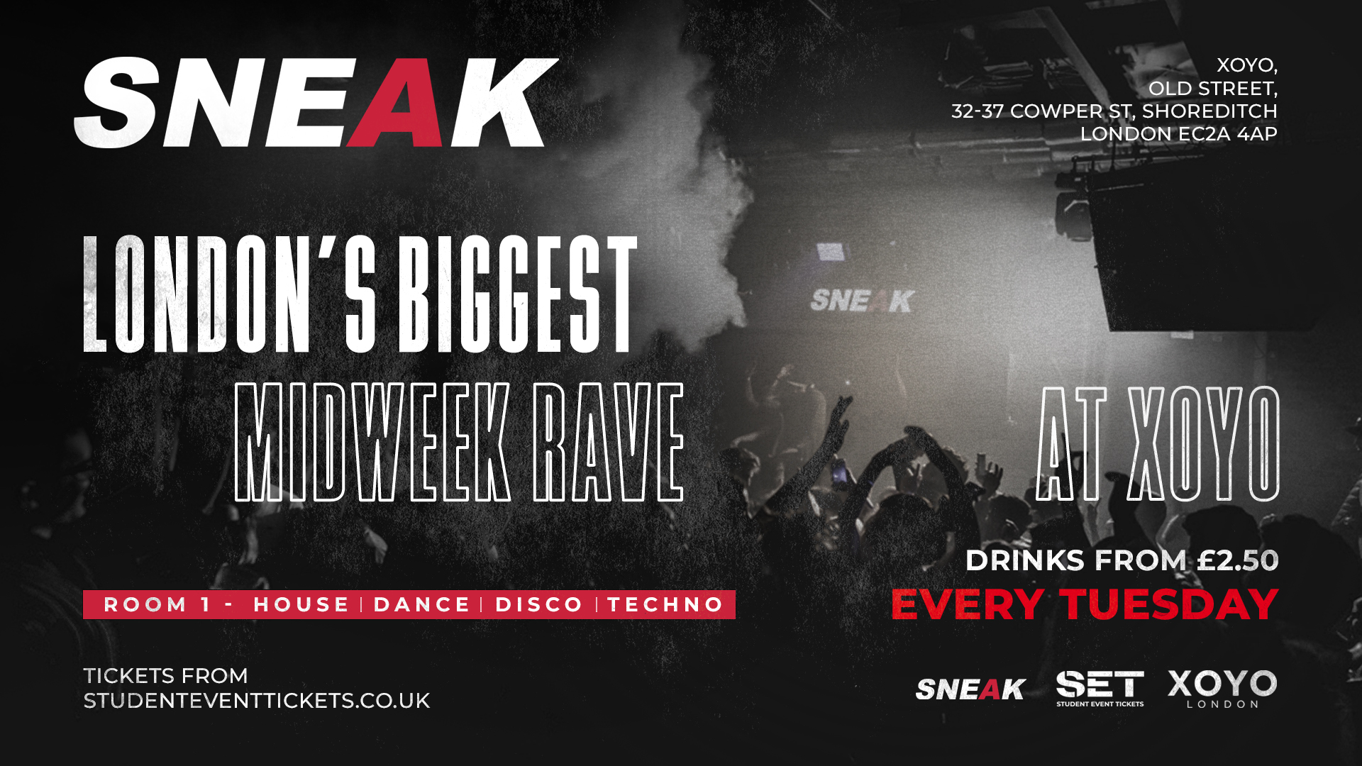 Join us every Tuesday for London's biggest mid-week rave!